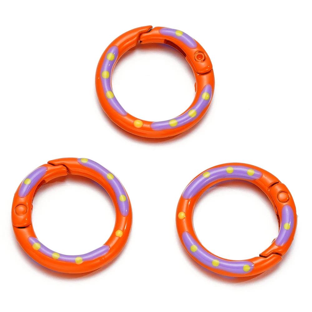 5pcs/lot Multicolor Metal Round Ring Spring Clasp Carabiner Keychain Clips Hook Dog Chain DIY Jewelry Buckle Connector Supplies