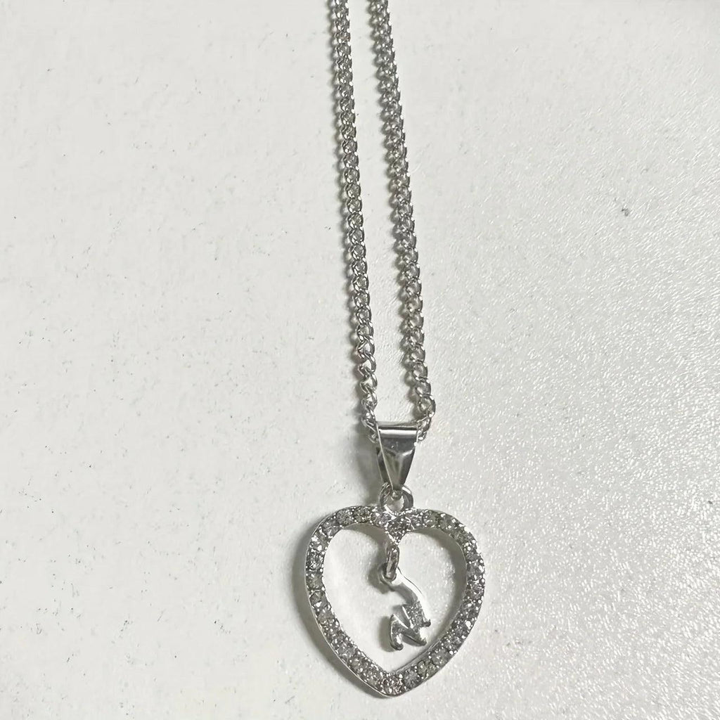 Bohemian Style Heart-shaped Letter Pendant Necklace, Wedding Party Gift For Men And Women,Delicate Gift for Men And Women
