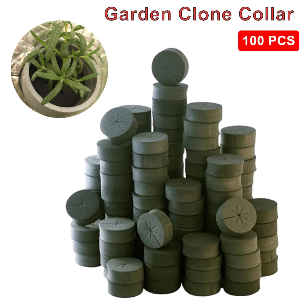 100pcs/set Black Neoprene Inserts Sponge Block Premium Hydroponics Cloning Collar For  Garden Hydroponics Clone Collars