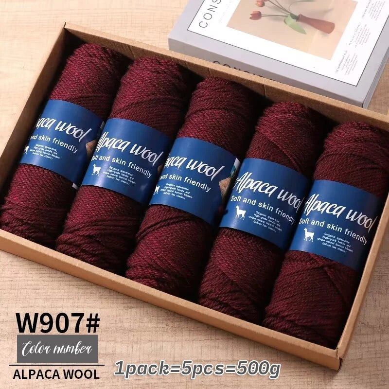 500g Coarse Alpaca Wool Yarn for Hand Woven Sweaters Jackets Scarves and Hats