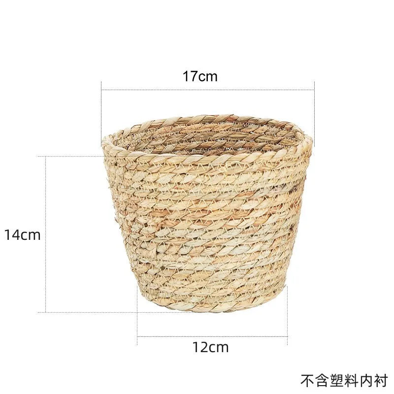 Straw Weaving Flower Plant Pot Wicker Basket Rattan Flowerpot Storage Baskets Garden Flowerpot Grass Woven Planter Basket
