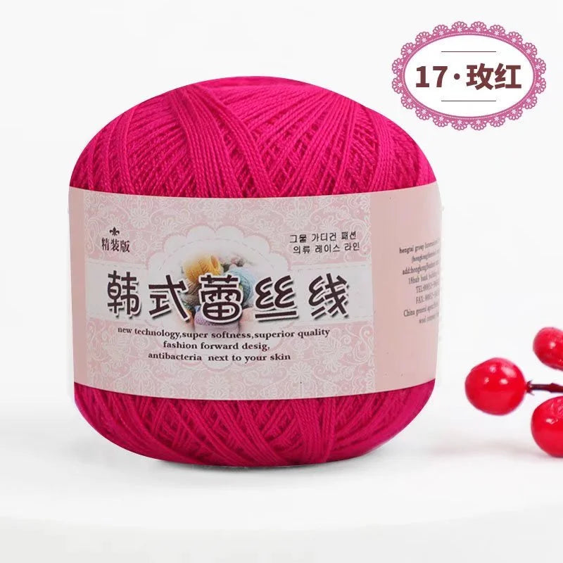 Pure Cotton Lace Crochet Thread No 8 Ice Silk 50g Yarn