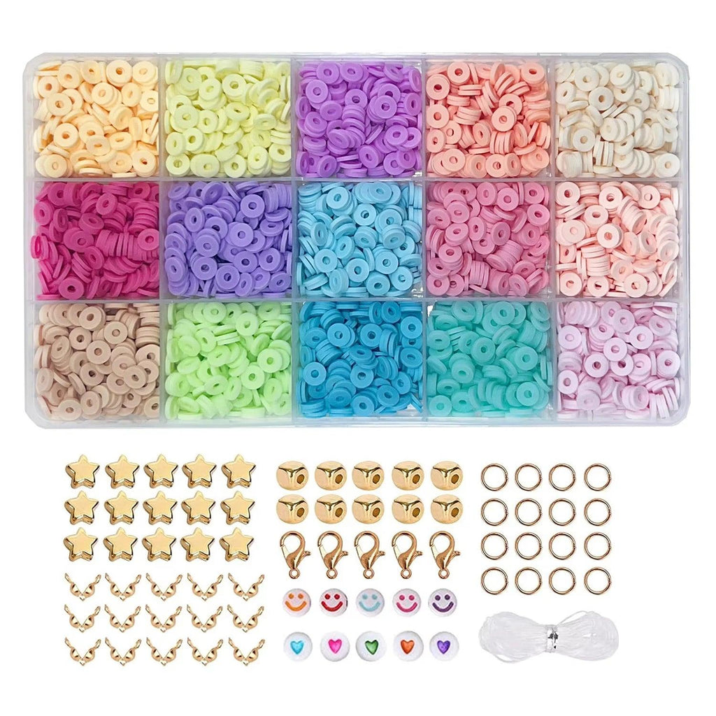 Clay Beads Bracelet Making Kit includes Loose Beads and String for DIY Jewelry Craft for Girls