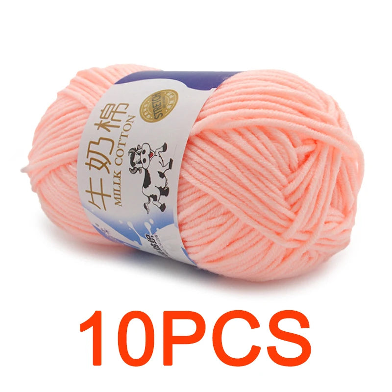 10 Pieces Milk Cotton Knitting Yarn Soft Warm Yarn for Hand Knitting and Crochet Projects