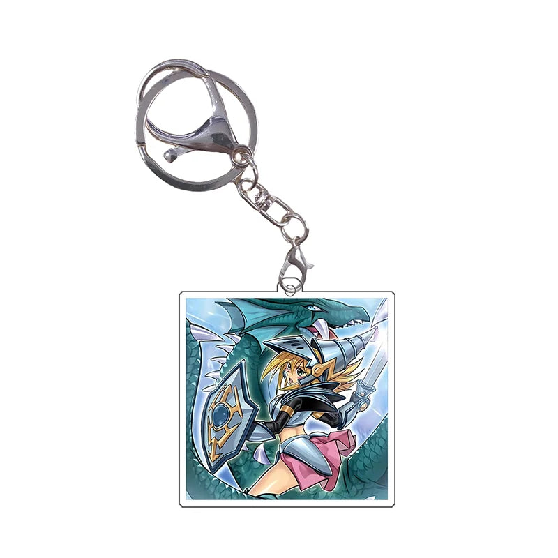 Yugioh Keychain Original Image Black Magician Girl DMG BMG Kuriboh Anime Game Self Made Acrylic Pendant Decoration DIY Toys Gift