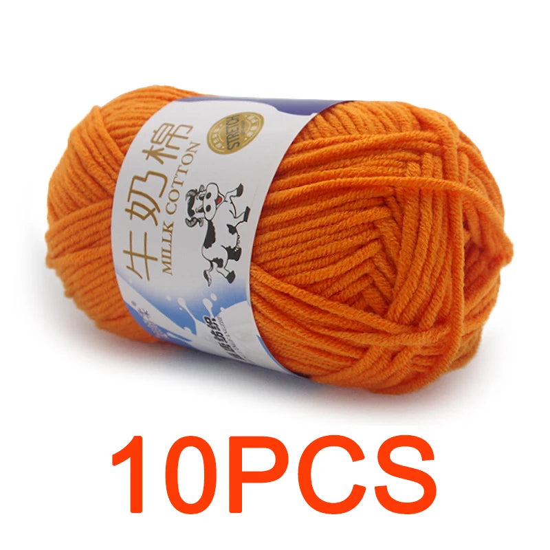 10 Pieces Milk Cotton Knitting Yarn Soft Warm Yarn for Hand Knitting and Crochet Projects