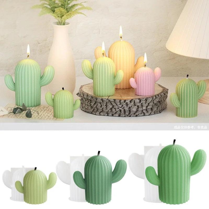 Cactus Candlestick Silicone Mold DIY Aromatherapy Gypsum Potted Plant Ornaments Candle Resin Epoxy Mold Home Decoration Storage