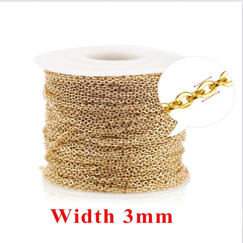 2m/lot Stainless Steel Cable Chain Bulk for Silver Rose Gold Chain 1mm 1.5mm 2mm 2.5mm Necklace Diy Jewelry Materials