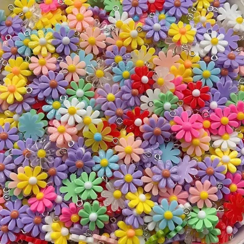 50pcs Handmade Sunflower and Daisy Charms for DIY Jewelry Making - 20x16mm Pendant Findings for Earrings and Necklaces