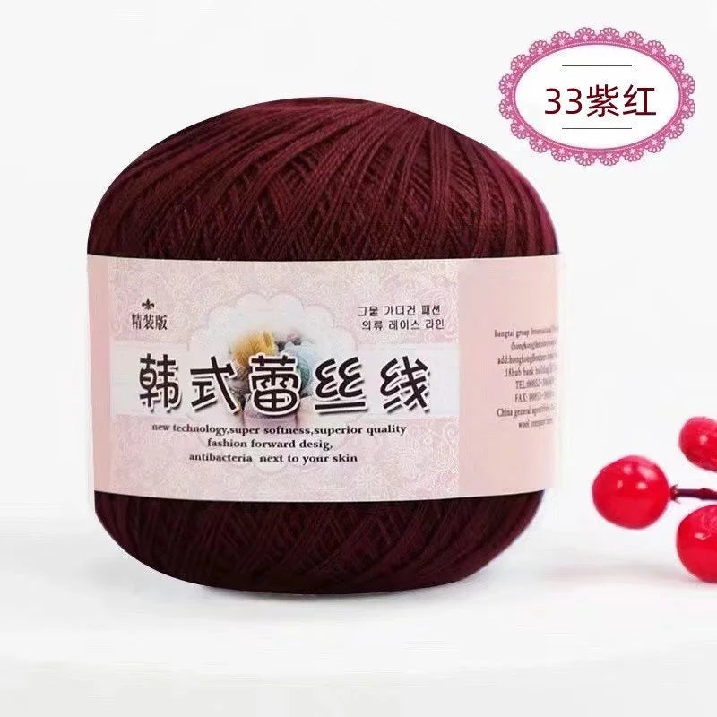Pure Cotton Lace Crochet Thread No 8 Ice Silk 50g Yarn