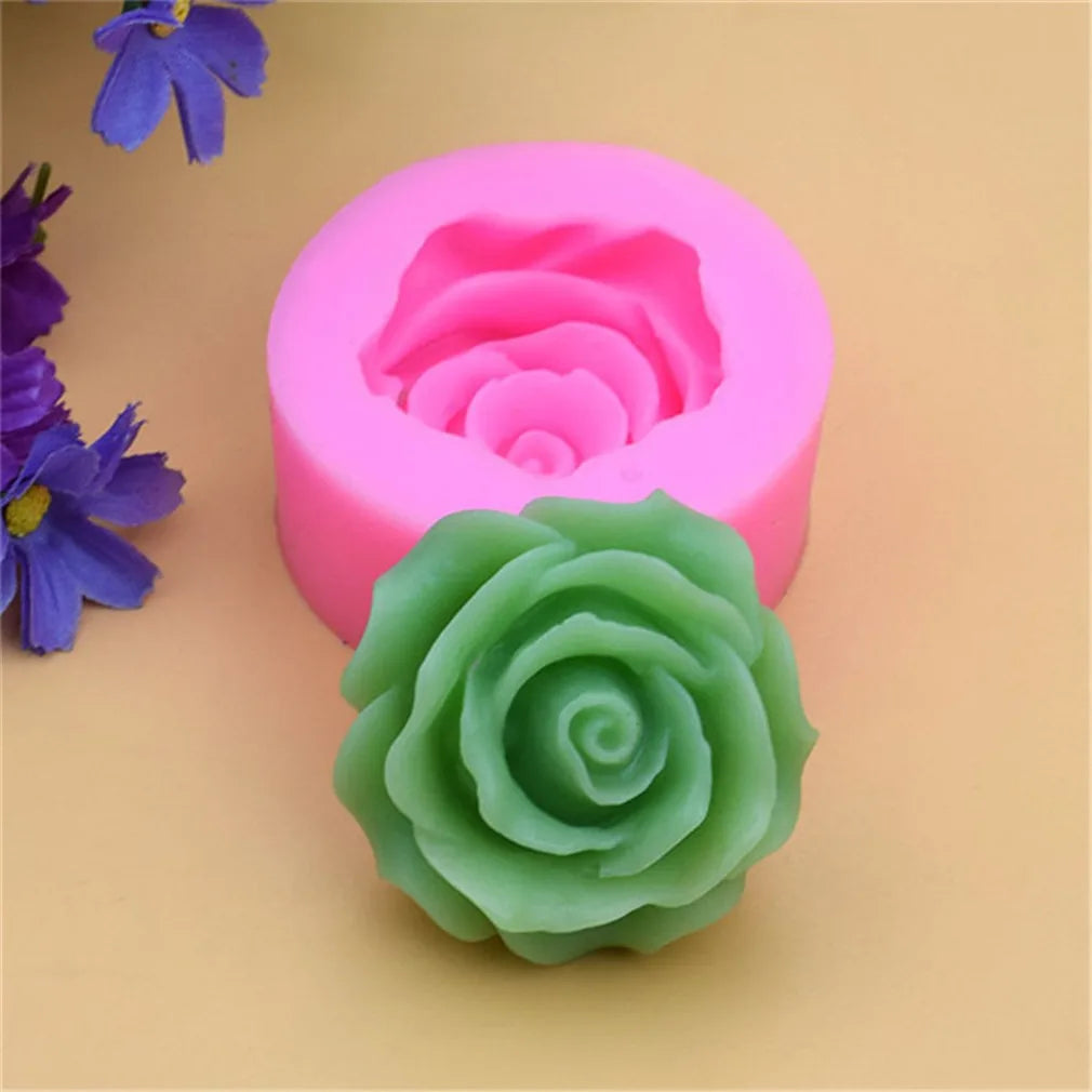 Rose Candle Silicone Mould Flower Shaped Gypsum Chocolate Ice Cube Mold Cake Baking Decor Candle Making Supplies Party Gifts