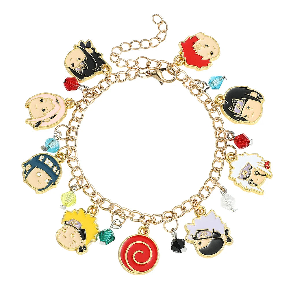 Trendy Anime NARUTO Bracelet Cartoon Figure Hatake Kakashi Uzumaki Naruto Hyūga Hinata Uchiha Sasuke Bangle for Fans Gifts