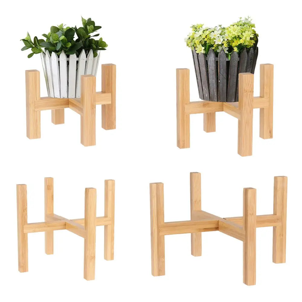 Bamboo Bonsai Display Stand Trays Wood Flowerpot Holder Durable Flower Pot Base Floor-Standing Display Stand Home Decoration