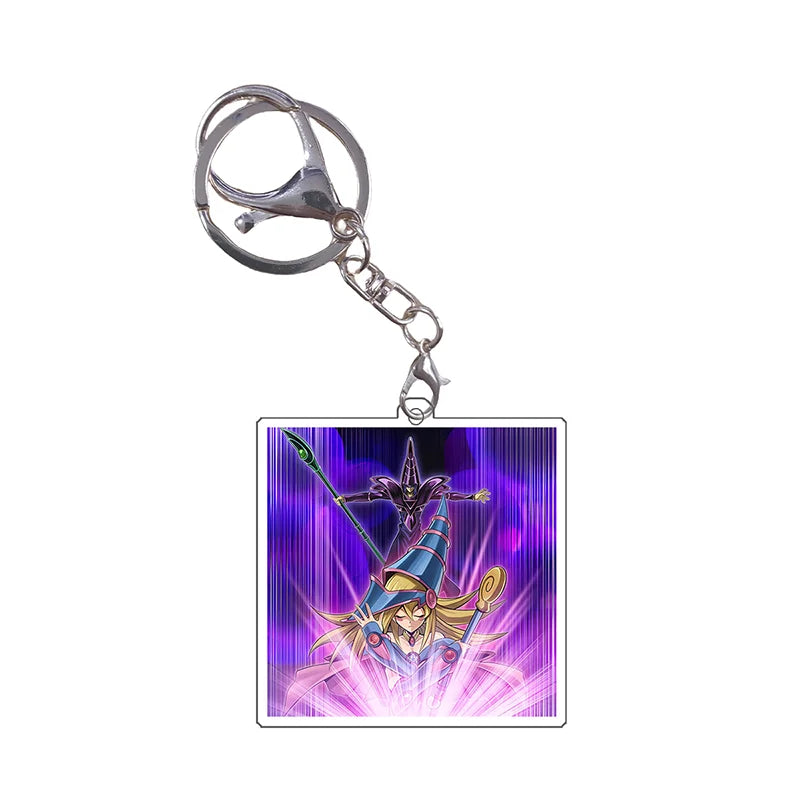 Yugioh Keychain Original Image Black Magician Girl DMG BMG Kuriboh Anime Game Self Made Acrylic Pendant Decoration DIY Toys Gift