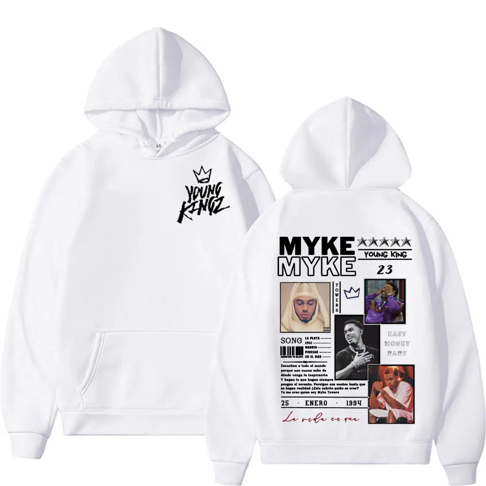 Rapper Myke Towers New Album Cover Hoodies Mens Women Harajuku Y2k Fashion Hip Hop Sweatshirts Casual Oversized Hoodie Pullovers