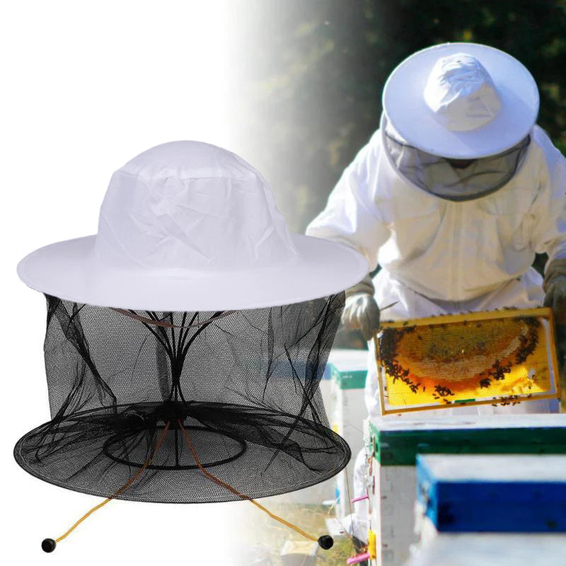 1pc BeeKeeping Protective Bee Hat Anti Bee White Hat-Veil Combo Bee Hat Bug Mesh Mask Beekeeping Protection Beekeeper