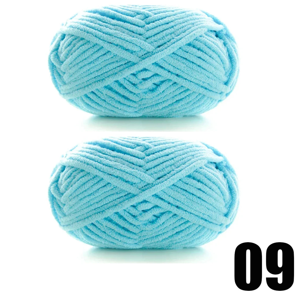 Thick Velvet Yarn 2pcs 50g Soft Chenille Knitting Yarn for DIY Scarves and Hats