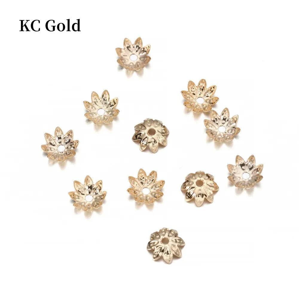 100pcs/Lot 8 10 mm  Lotus Flower Metal Loose Spacer Bead Caps Cone End Beads Cap Filigree For DIY Jewelry Finding Making