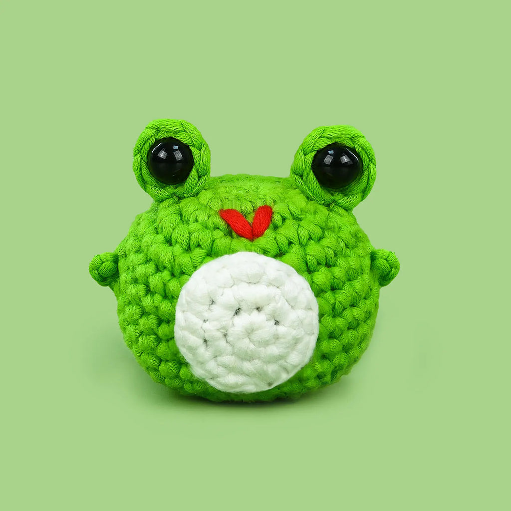 1set Crochet Kit For Beginners,Frog Crochet Animal Kit For Beginners Include Videos Tutorials, Yarn, Eyes, Stuffing