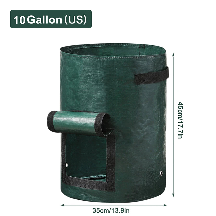 3pcs Plant Growing Bags Thickened PE Vegetable Grow Bags with Handle 3/5/7/10 Gallon Growing Bag Potato Onion Bag Outdoor Garden