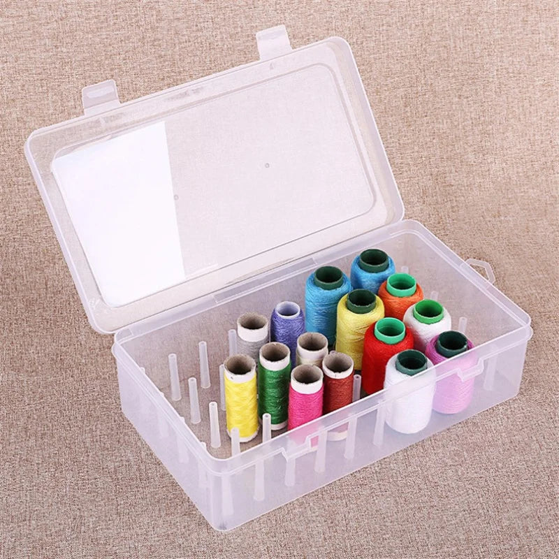 Sewing Thread Storage Box 42 Pieces Spools Bobbin Carrying Case Holder Craft