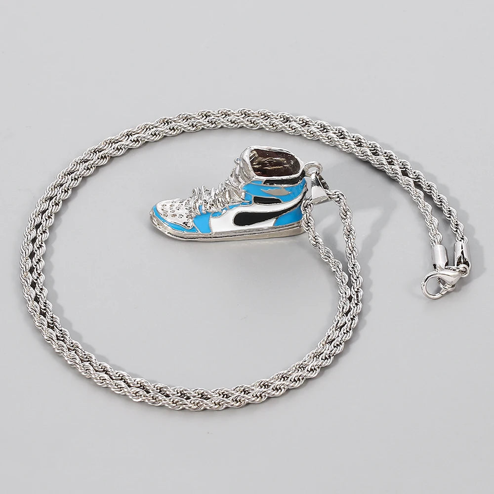 Mini Hip-hop Sneaker Pendant Necklace Cool Collar Fashion Male Street Style Rapper Cute Necklace Christmas Gift For Friend