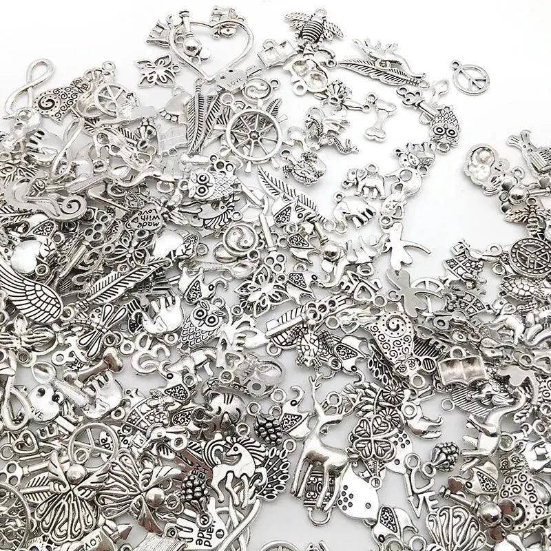 50pcs Bulk Lots Jewelry Making Charms, Mixed Smooth Metal Charms, Pendants Bracelet Necklace Jewelry Making and DIY Craft