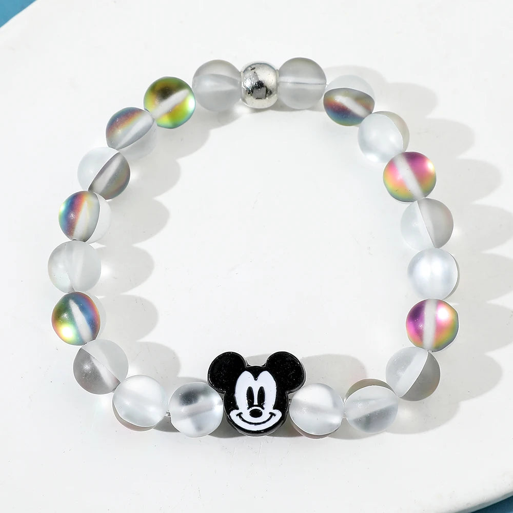 Stitch Moonstone Bracelet Lilo Stitch Mickey Minnie Bracelet Women Girls Blue Green Bean Jewelry Accessories Birthday Gifts