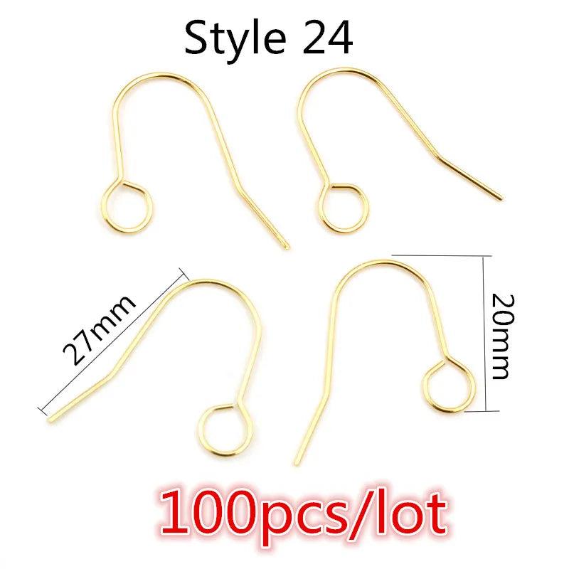 (Never Fade) High Quality 316 Stainless Steel DIY Earring Findings Clasps Hooks Jewelry Making Accessories Earwire