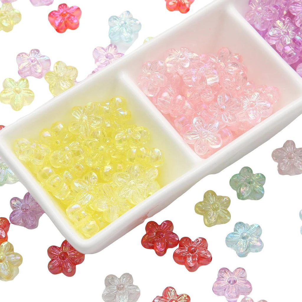 10PCS Acrylic Plated Color Beads Peach Blossom Unique Scattered Beads Handmade DIY Jewelry Bracelets Earrings Accessories Materi