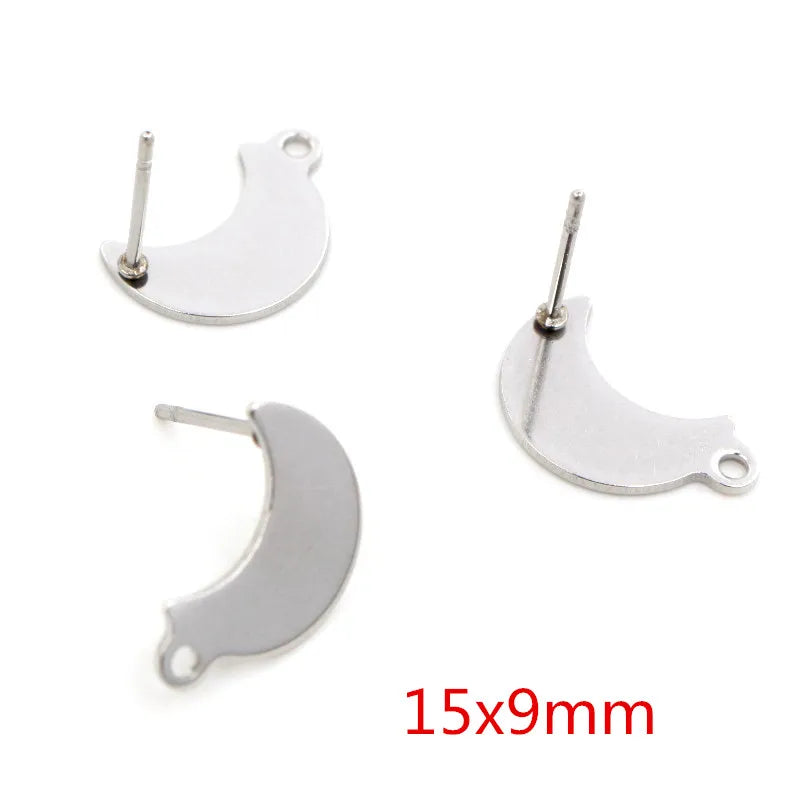 20pcs 316 Stainless Steel Geometric Polygonal Earring Stud Hooks Posts Connector For DIY Jewelry Making Supplies