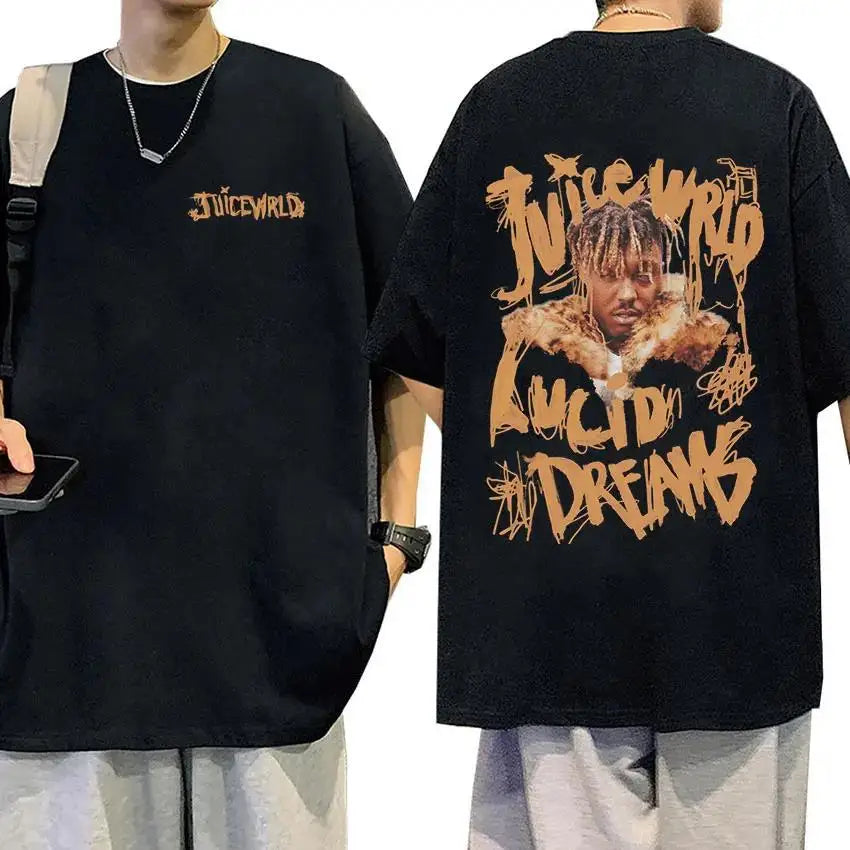 Juice WRLD T Shirt for Men and Women Casual Hip Hop Summer Sweatshirts Black Pullover for Boys and Girls