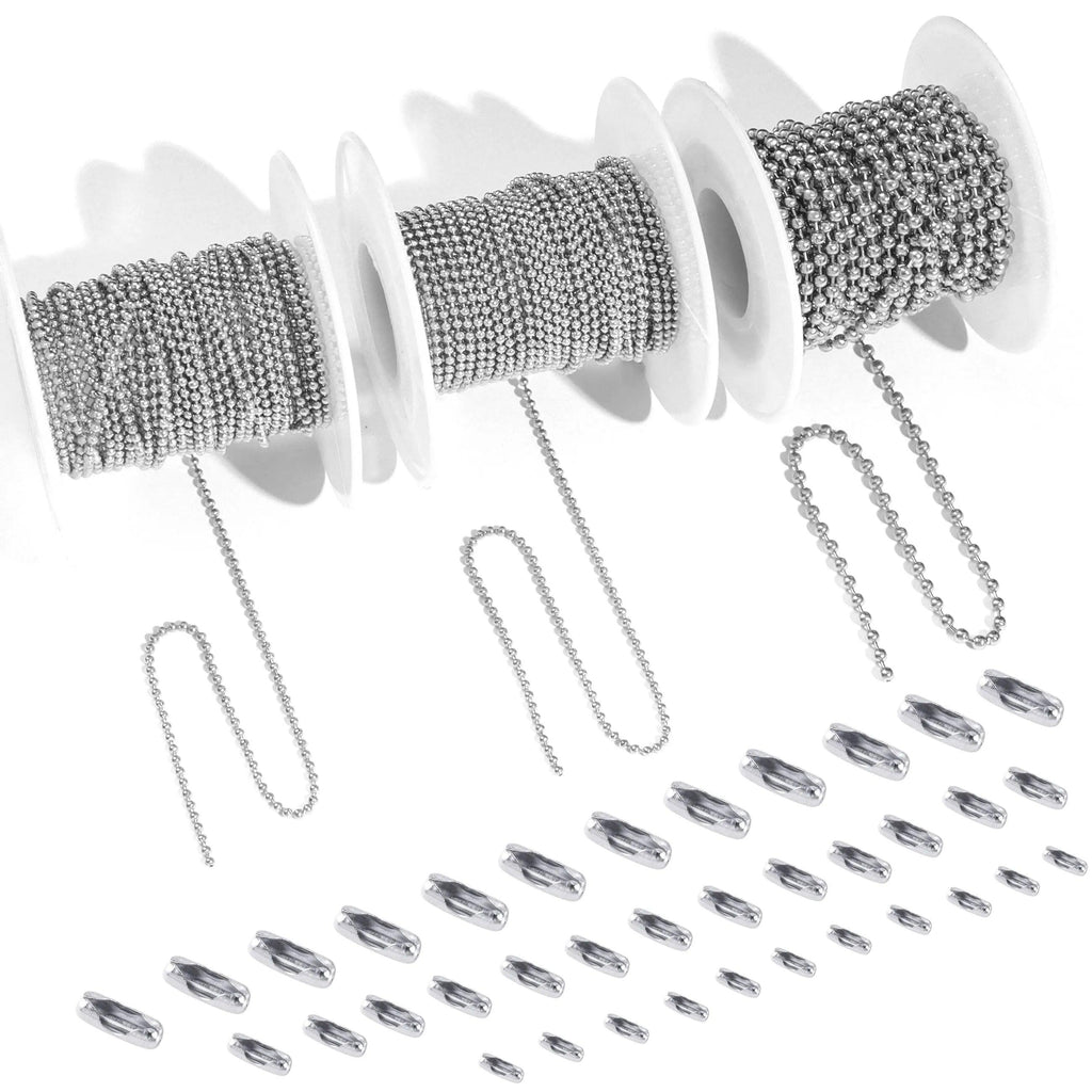 Ball Bead Stainless Steel Chain Necklace Bulk With Matching Connectors Clasps for Jewelry Making Necklace Hanging DIY Crafts