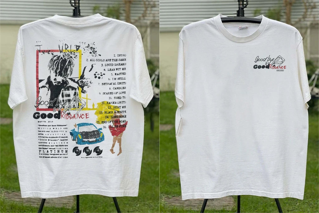 25SS American Retro Direct Injection Printing Juice WRLD Rapper Short Sleeve T-Shirt Hip Hop Skateboard Half Sleeve Fashion