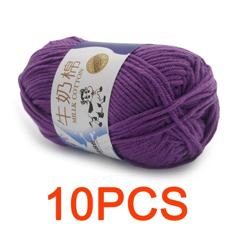 10 Pieces Milk Cotton Knitting Yarn Soft Warm Yarn for Hand Knitting and Crochet Projects