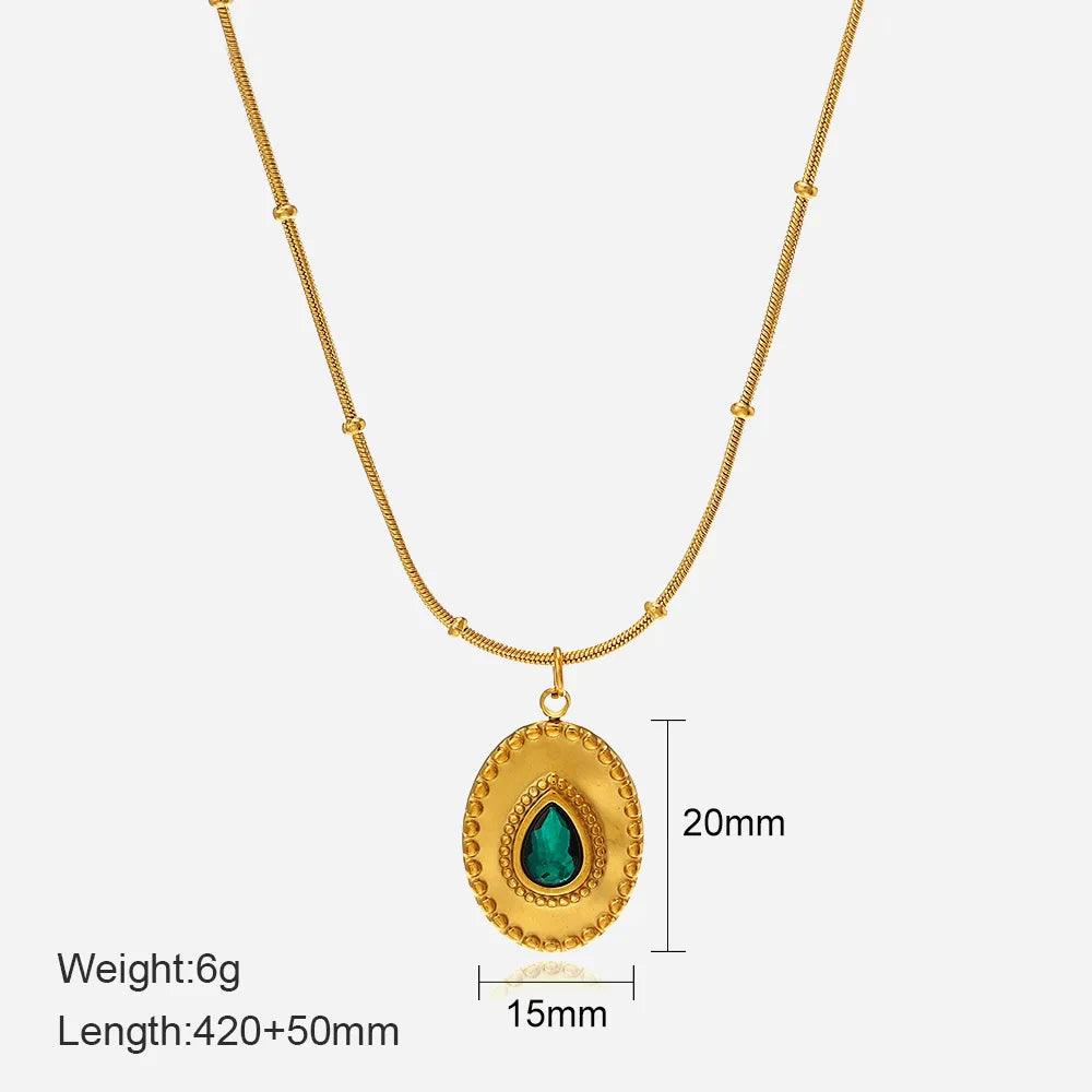316L Stainless Steel Natural Stone Geometric Star Hanger Necklace for Women Fashion Golden Jewelry