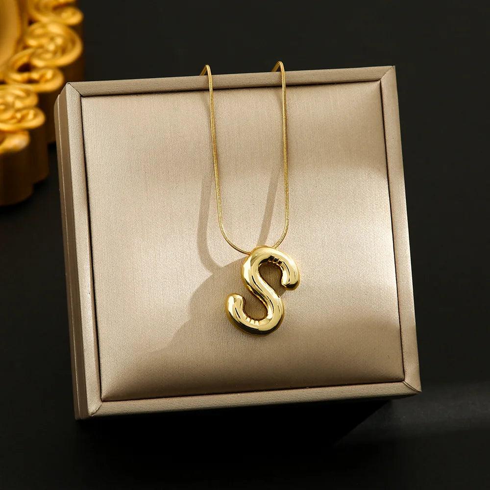 Hot Sale Stainless Steel 26 English Alphabet Necklace Pendant All-match Simple Clavicle Chain Jewelry