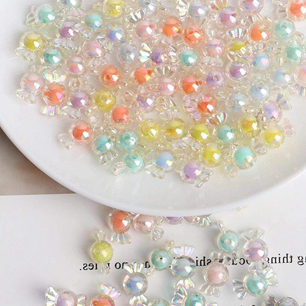 17mm 100Pcs Acrylic Candy Shape Beads Jewelry Making DIY Charms Loose Spacer Beads Bracelet Necklace Handmade Accessories