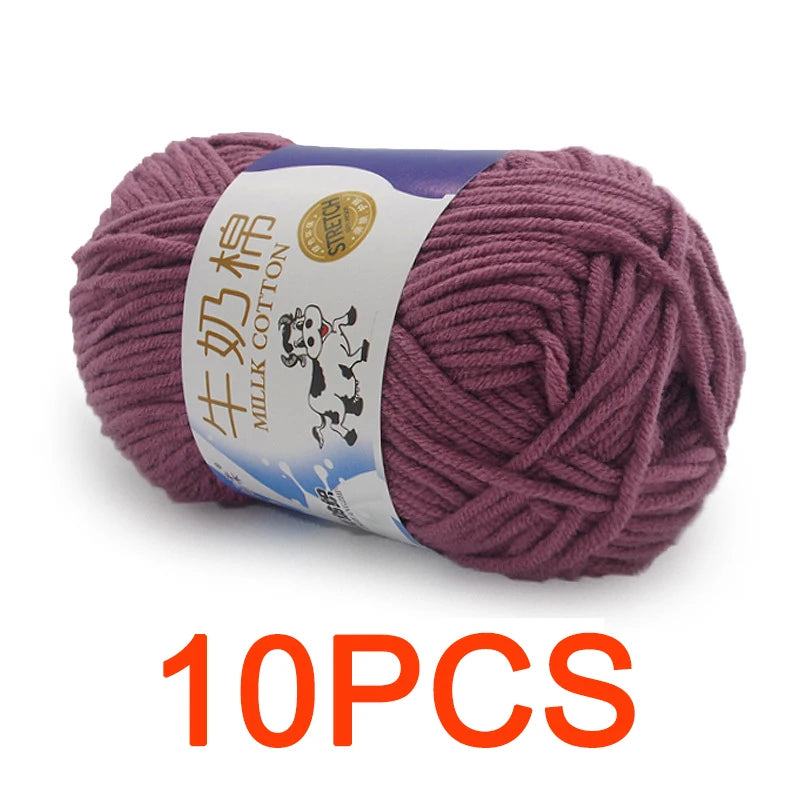 10 Pieces Milk Cotton Knitting Yarn Soft Warm Yarn for Hand Knitting and Crochet Projects