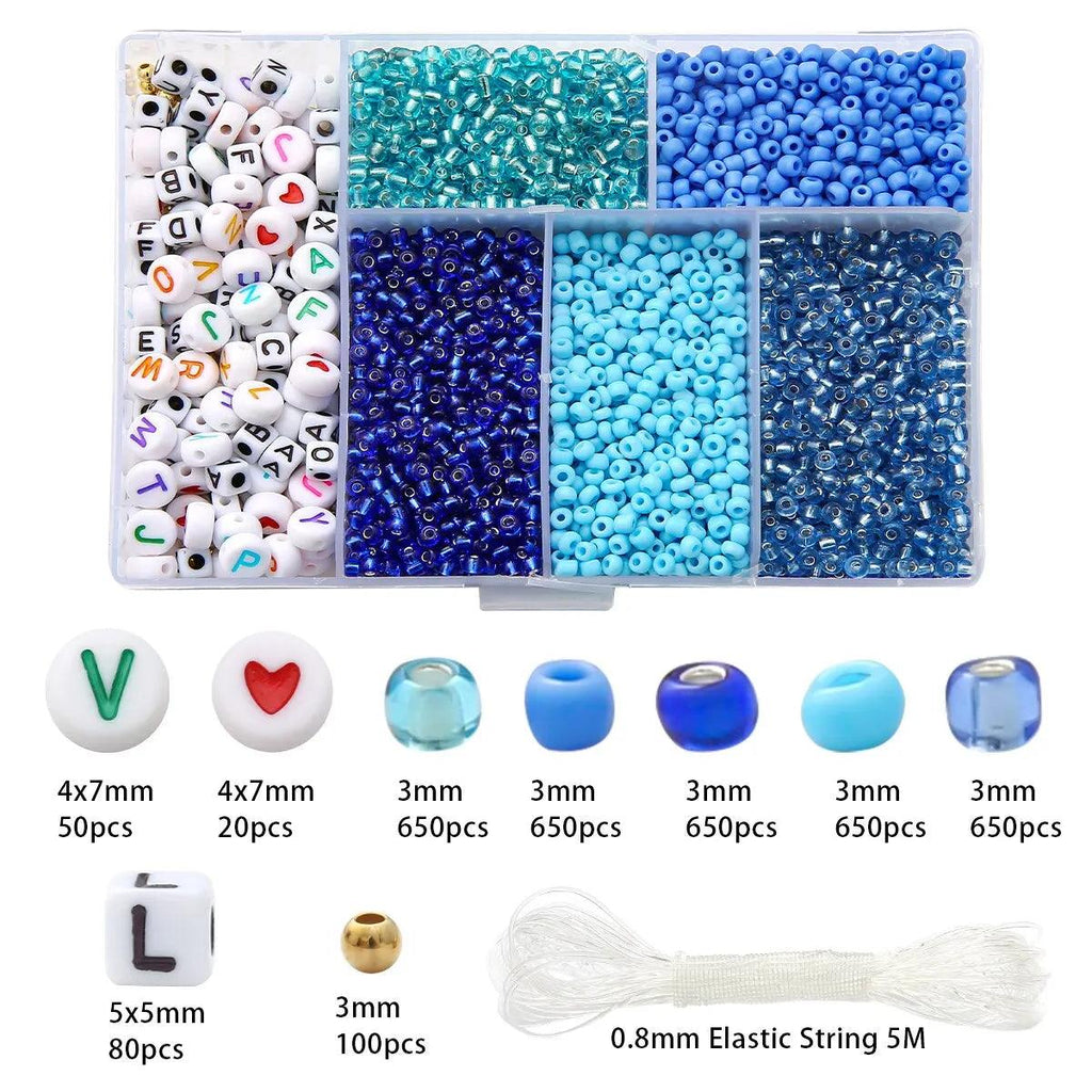 About 3500pcs Box Glass Rice Beads Letter Beads String Beads Separation Beads DIY Necklace Bracelet Accessories Handmade Materia