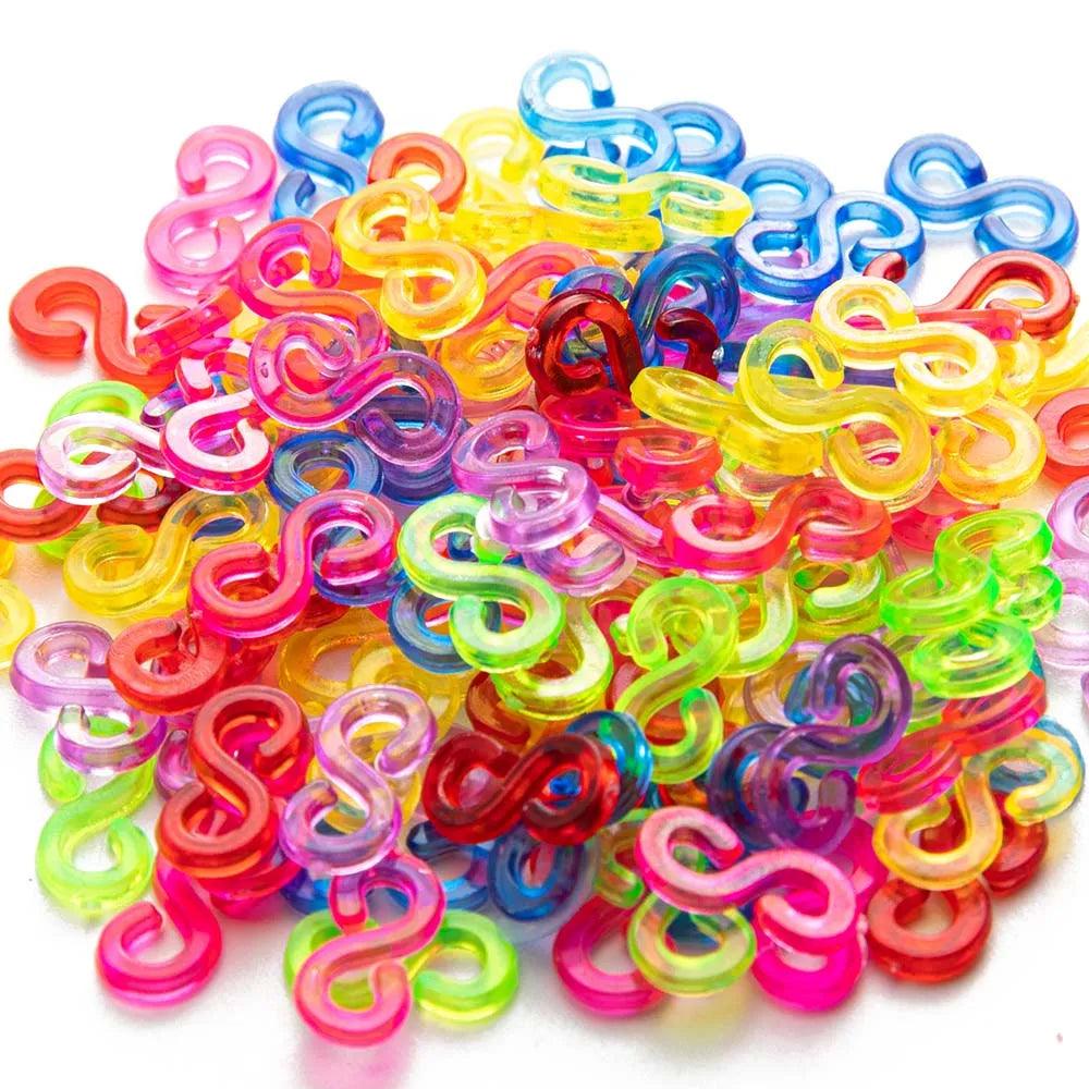 500pcs S Clips Hook Plastic Connectors Refills for DIY Charm Loom Rubber Band Bracelet Jewelry Making Supplies Accessories Gift