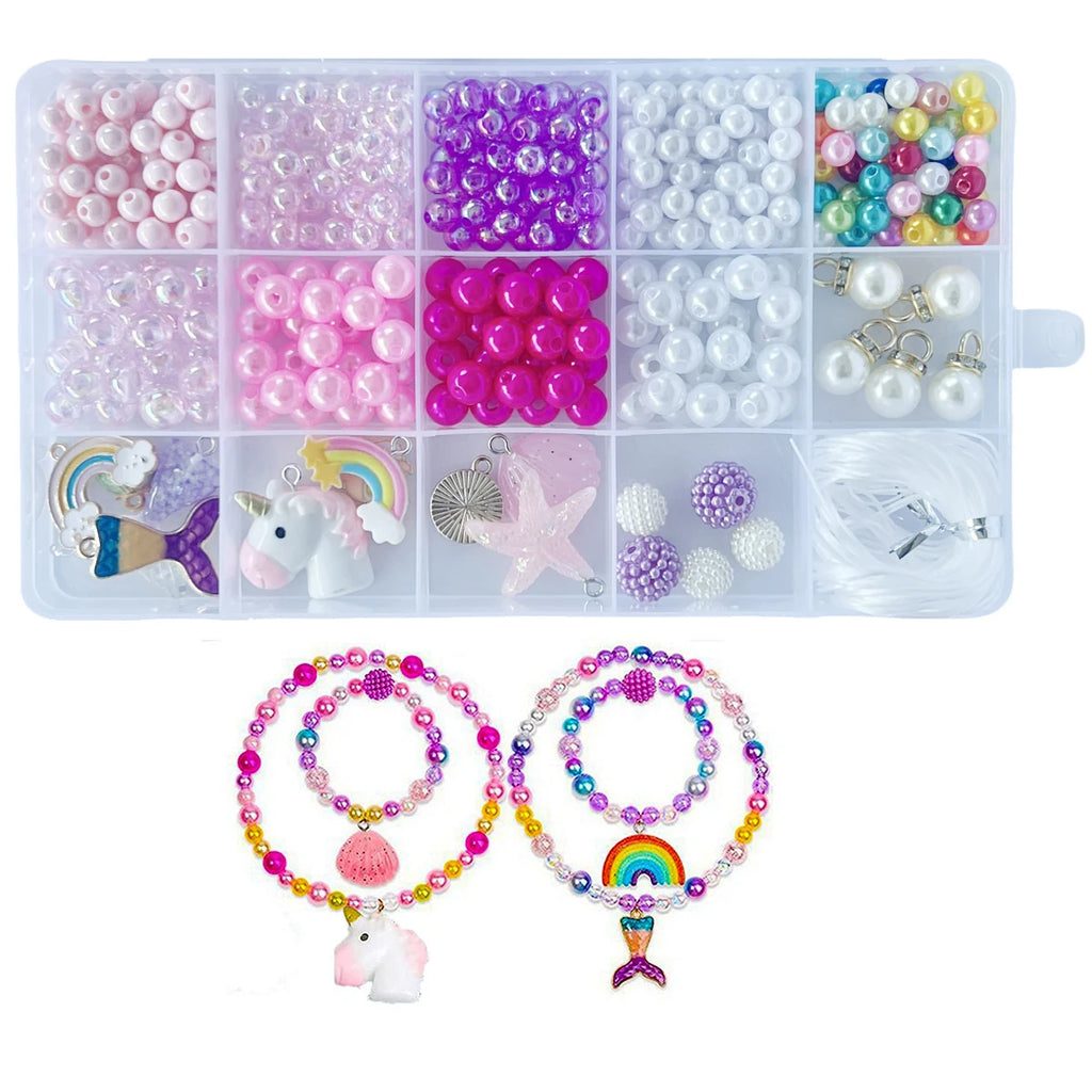 773Pcs Mermaid Charm DIY Beads for Jewelry Making, Unicorn DIY Bracelet Making Bead Kit for Kids Girls with Starfish Shell, Ocea