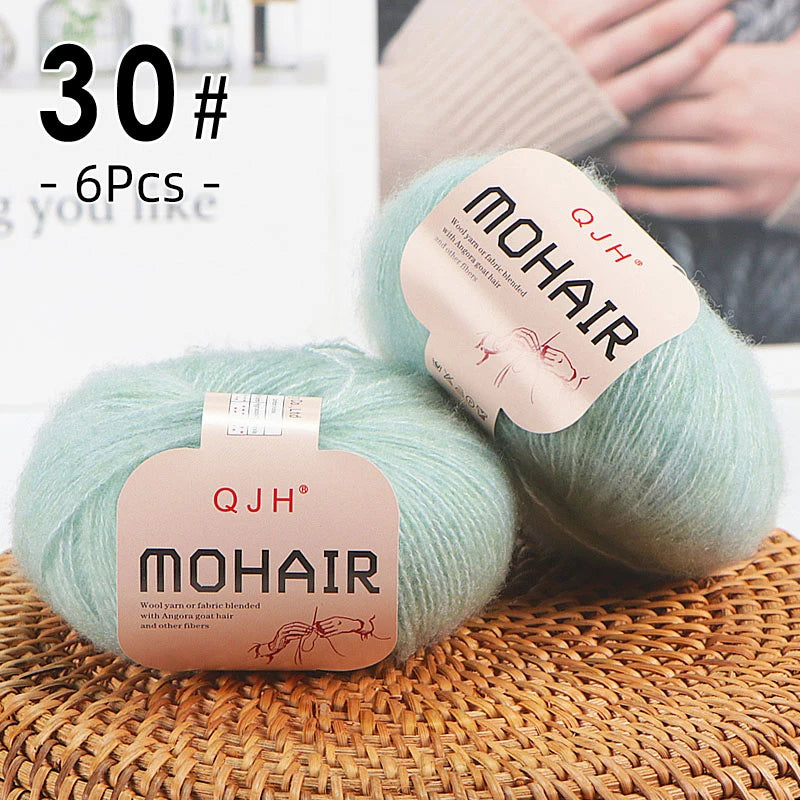 6PCS Soft Mohair Yarn Knitting Angora Yarn for DIY Projects Fluffy Lace Yarn for Sweaters Scarves and Shawls 25g Each