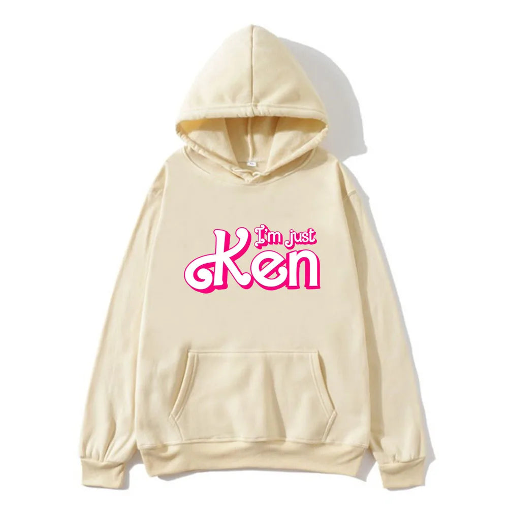 I'm Just Ken RyanGosling Hoodies Long Sleeve Casual Spring Sweatshirts with Pocket Hip Hop Pink Graphic Printing Sudaderas Mens