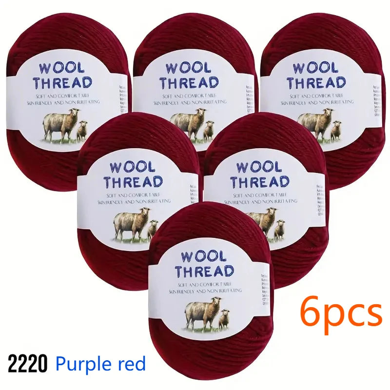 Australian Wool Set Six 300g Soft Colorful Yarn For Knitting