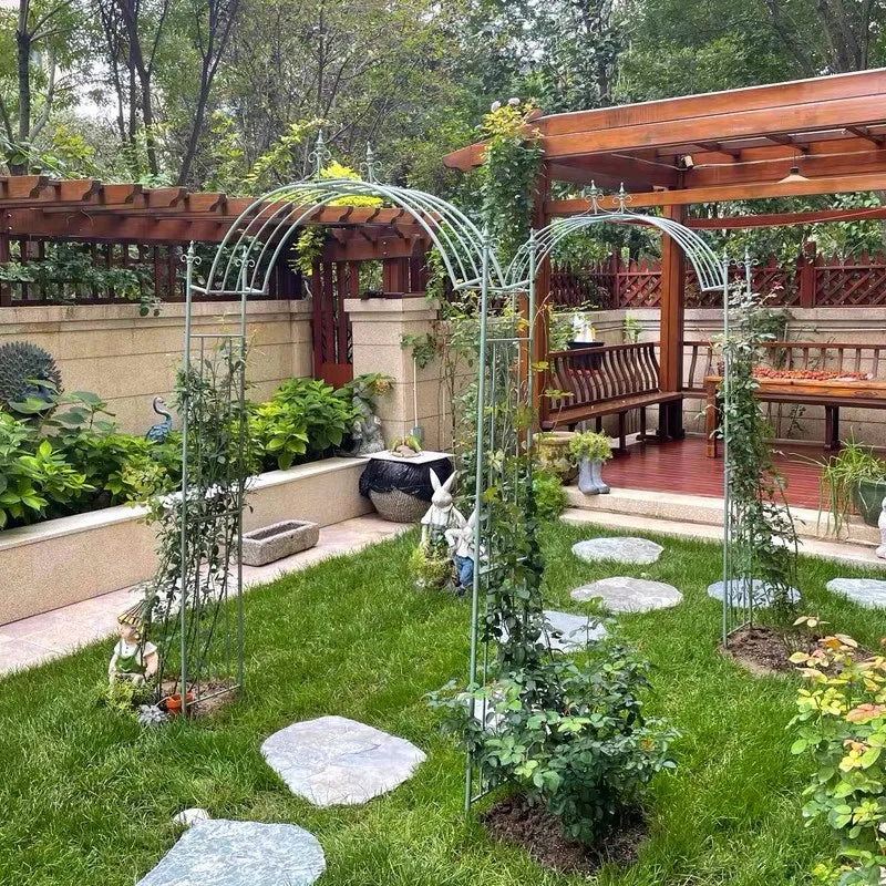 1.5M Metal Wedding Arch Garden Arbor for Lawn Backyard Patio Party Trellis for Various Climbing Plants Roses Vines