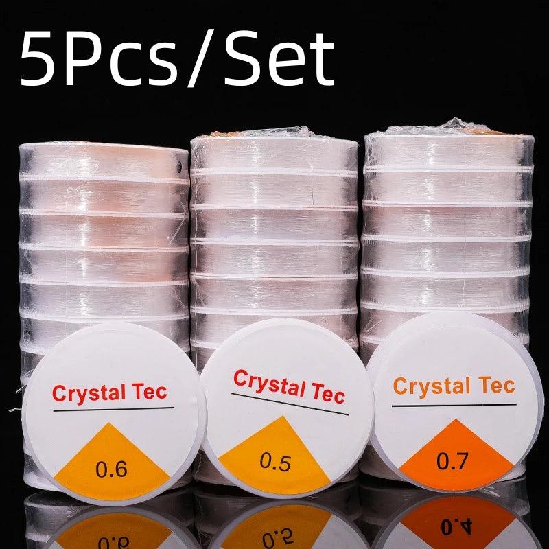 5Pcs/set 0.5-1.0mm Bead Fishing Line Bracelets, DIY Crystal Tec Elastic Rope Beads, Strong Elastic Thread Jewelry Productio