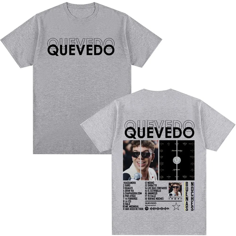 Quevedo Buenas Noches T-Shirt for Men and Women Casual Cotton Oversized Hip Hop Short Sleeve Fashion Tee