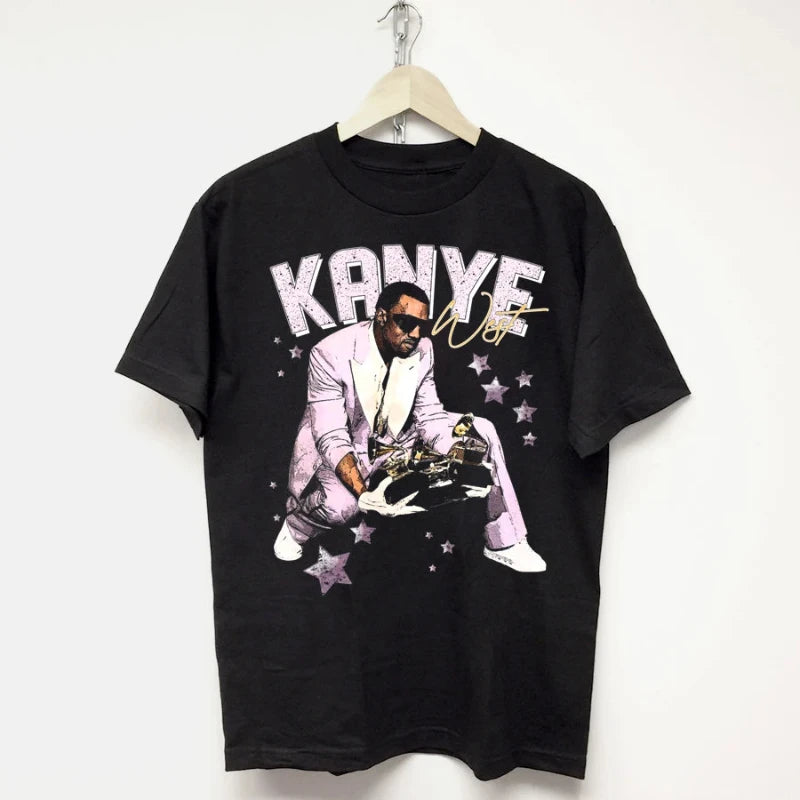 Kenye Cotton T-Shirt Unisex Hip Hop Graphic Tee Summer Round Neck Short Sleeve Big Size S-4XL