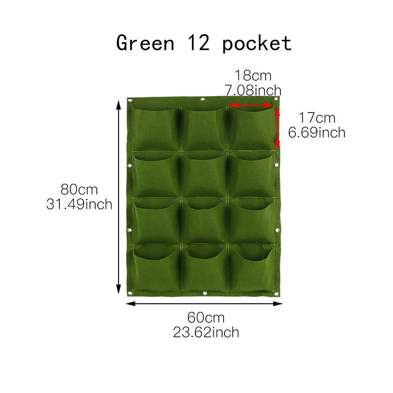Felt bags suitable for plant planting, vertical wall hanging, balcony greening, flower growth and square multi-mouth felt bags